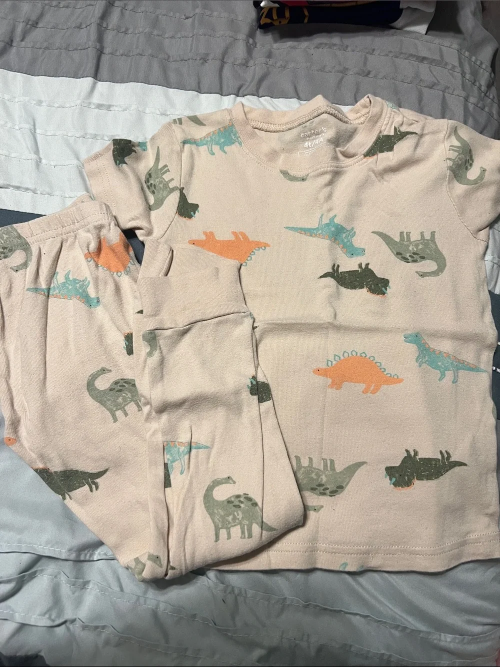 Carter's Beige Toddler Pajama Set with Dino Accents